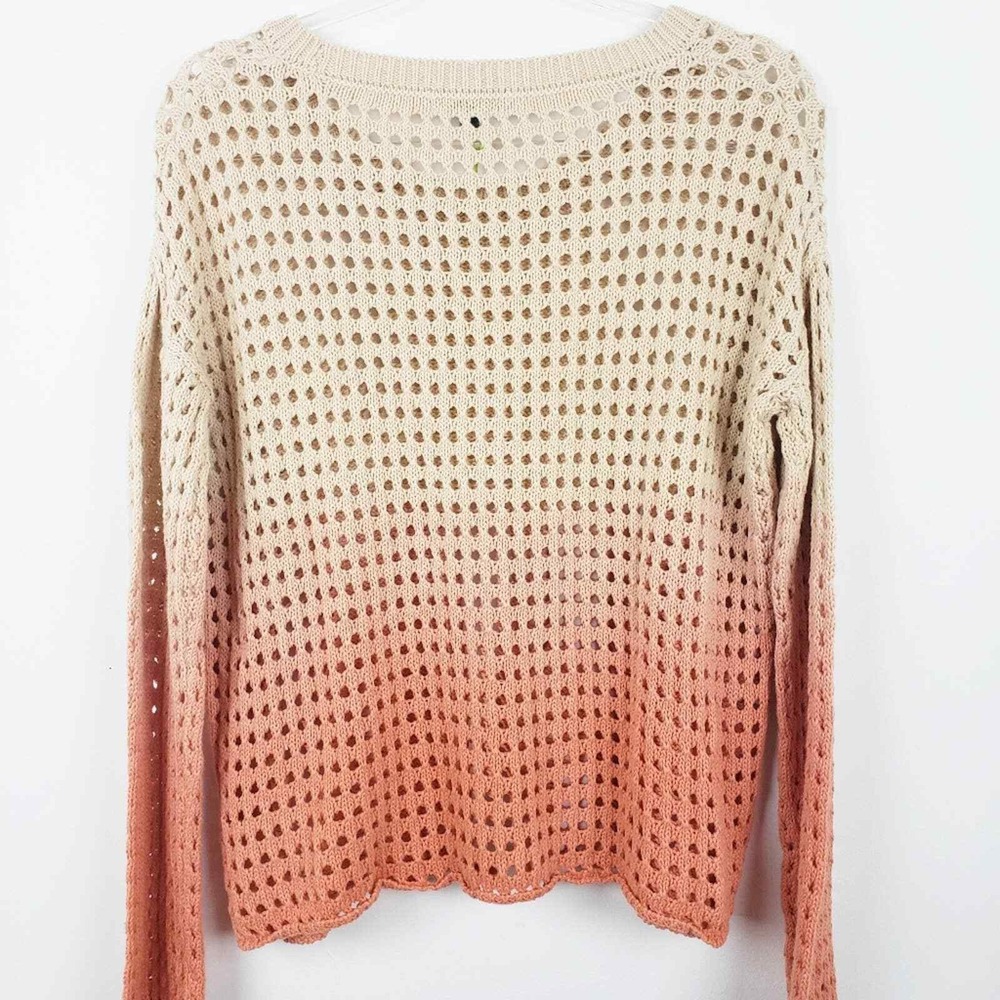 NWT Good Luck Gem  Peach‎ Ombre Cotton Open Weave Sweater Size Small Oversized - Picture 5 of 8
